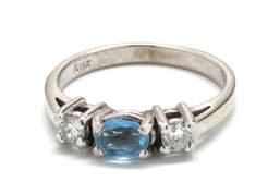 Ladies Blue Topaz/Diamond Birthstone Ring