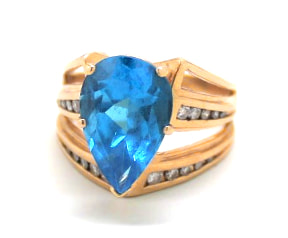 Ladies Blue Topaz/Diamond Ring