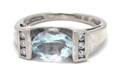 14K Aquamarine/Diamond Ring