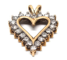 Ladies Diamond/14K Gold Heart Pendant
