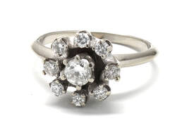 Ladies Antique Diamond/14K White Gold Cocktail Ring