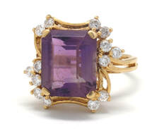 Ladies Amethyst & Diamond Ring