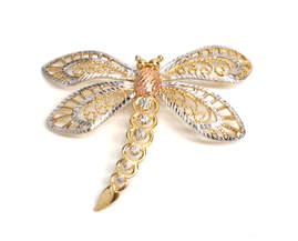 Ladies Tri-Color Dragonfly Pendant