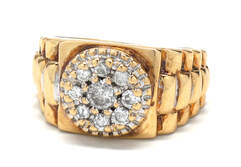 Mens Diamond/10K Gold Rolex-Style Ring