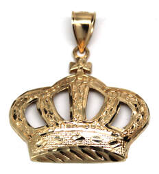 Mens 10K Gold Crown Pendant