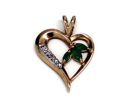 Ladies Emerald/Diamond Heart Pendant