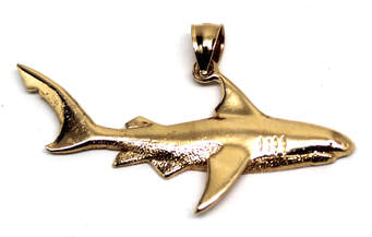 Mens 14K Gold Shark Pendant