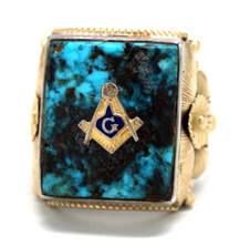Heavy Vintage Mens Masonic Gold-Silver Ring 