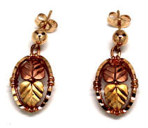 Ladies Black Hills Gold Leaf Earrings