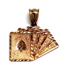Mens 10K Gold Playing Cards Pendant