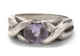 Ladies Amethyst/Silver Birthstone Ring
