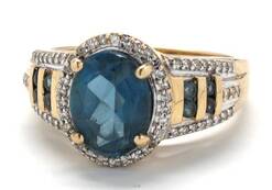 Ladies English Topaz/Diamond Birthstone Ring