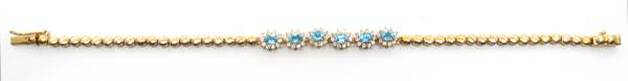 14K Ladies Vintage Topaz & Diamond Bracelet