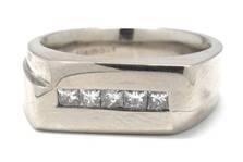 Mens Diamond/14K White Gold Fashion Ring