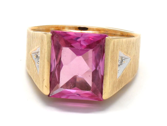 Mens Pink Ice/Gold Ring
