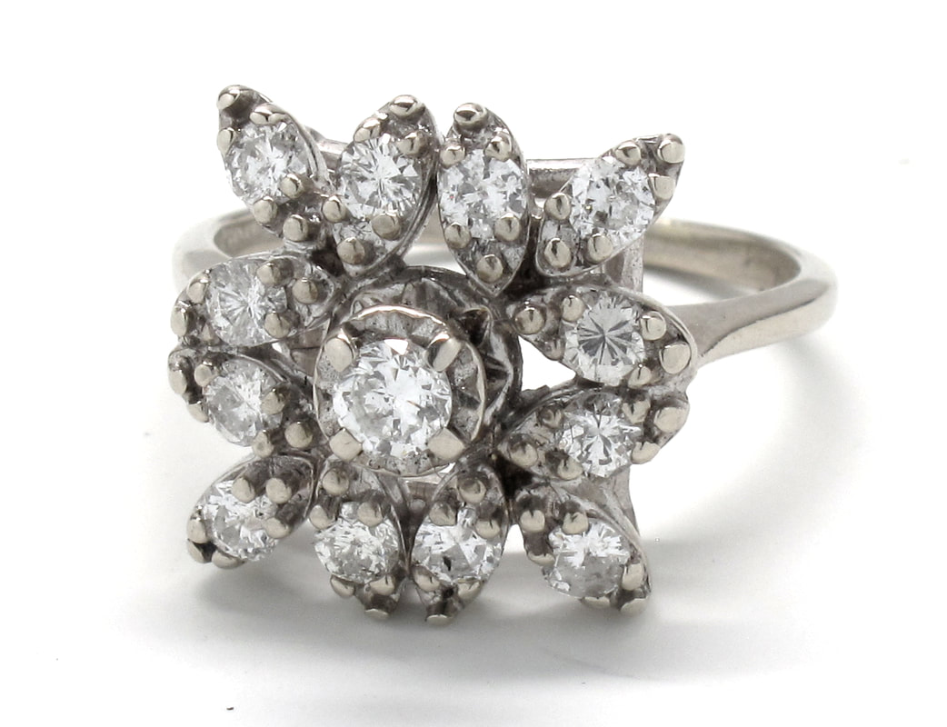 Ladies Diamond/14K White Gold Cocktail Ring
