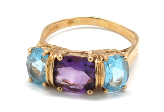 Ladies Amethyst/Blue Topaz Birthstone Ring
