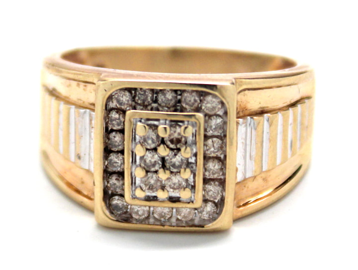 Mens Diamond/10K Rolex-Style Ring