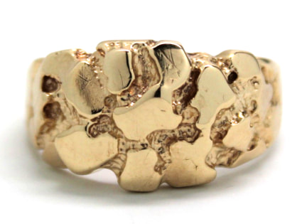 Mens 14K Gold Nugget-Style Ring