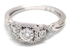 Ladies Diamond/10K White Gold Cocktail Ring 