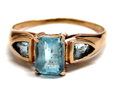 Ladies Aquamarine/14K Gold Birthstone Ring