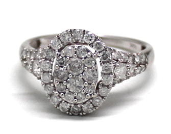 Ladies Diamond/10K White Gold Cluster Ring 