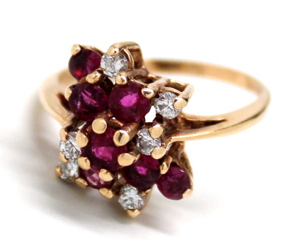 Ladies Ruby/Diamond Birthstone Ring