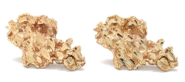 Ladies 10K Gold Nugget-Style Earrings