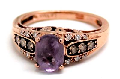 Ladies Amethyst/Diamond Birthstone Ring